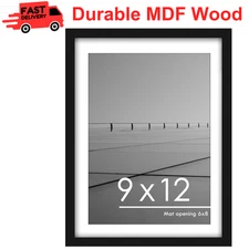 PEALSN 9x12 Picture Frame, Display Pictures 6 x 8 with Mat or 9 x 12 Without Mat
