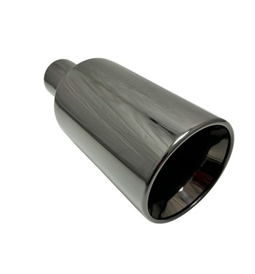 Exhaust Tip 2.50  Inlet 5.00  Outlet 12.00  long WCC50012-250-BC-RS-SS Weld On  