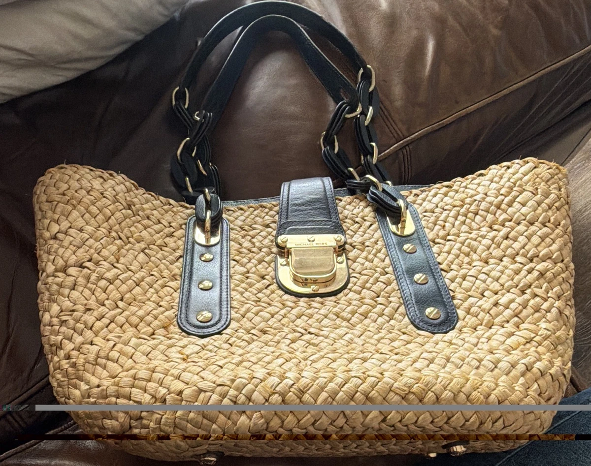 Michael Kors Natural Beige Straw-Texture Sun Visor with MK Accent Michael Kors Cantabria MK2237U 35553G-52 Camel / Brown Solid  main image 4