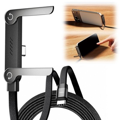 240W Fast Charge Cable w/ Built-in Phone Stand, 2026 New Foldable Durable Cord