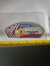 Andrew Jackson Council MS BSA CSP S-2 lgy bdr, rwb bkg, gld fdl, lgy name patch 