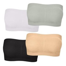 Strapless Bandeau Bras for Women - Medium Black, White, Light Gray, Nude