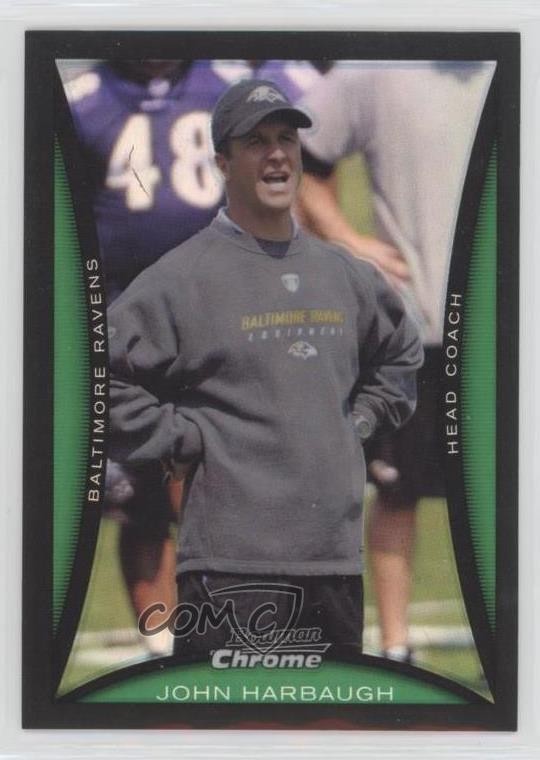 2008 Bowman Chrome Refractor John Harbaugh #BC217 Rookie RC 0fo5