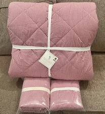 Pottery Barn Kids Gingham Cozy Full/Queen Comforter & Shams, Red/White, Issues