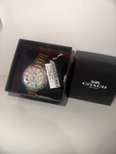 Image of COACH PRESTON GOLD PLATED STEEL BRACELET WITH CRYSTAL SET DIAL LADIES WATCH