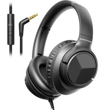 Headphones Wired with Microphone for School, 3.5mm Corded headphones, Black
