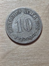 Germany 10-pfennigs coin, 1900 D. KM# 12, copper-nickel. Munich mint. Eagle.