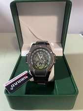 Forrad Mens Quartz Skeleton Dial Green/Black ...