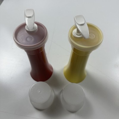 Vintage Tupperware 5OZ Yellow & Red Dispensers  Both 718￼