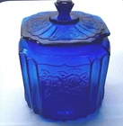 Vintage Anchor Hocking Mayfair Open Rose Cobalt Blue Cookie Jar Depression Glass