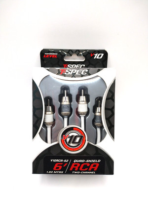 T-SPEC V10RCA62 Quad Shield Dual Twist 2-Channel RCA Audio Cable - 6 FT