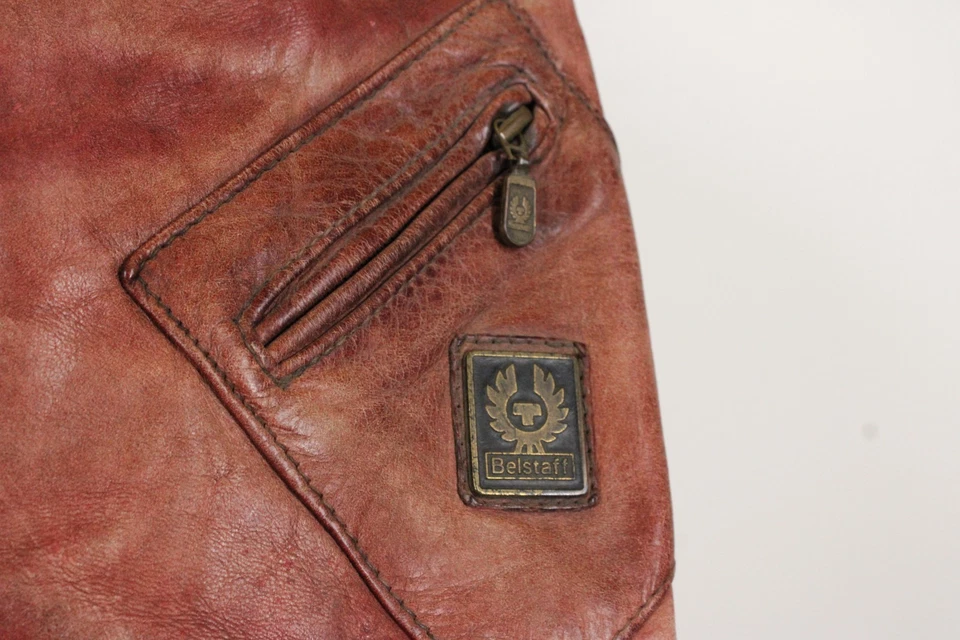 Belstaff Cyclops Leather Tan Biker Jacket Men L Cafe Racer Heavy Patina Vintage - Image 4 of 4