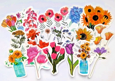Flower Stickers 20x Waterproof PVC Sticker For Laptop Luggage Phone Furniture - Image 1 of 4