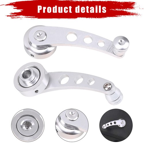 Universal Aluminum Set Window Winder Crank Manual Door Handle Knob Silver Billet - Picture 3 of 11