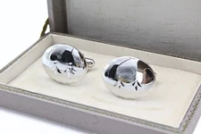 JML Signed High End Oval Sterling Silver Etched Cufflinks