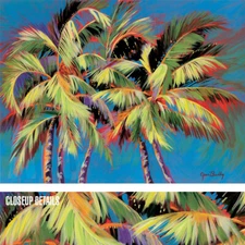 40W"x30H" 5 CRAZY PALMS by JEAN BRADLEY - VIVID TROPICAL TREES CHOICES of CANVAS