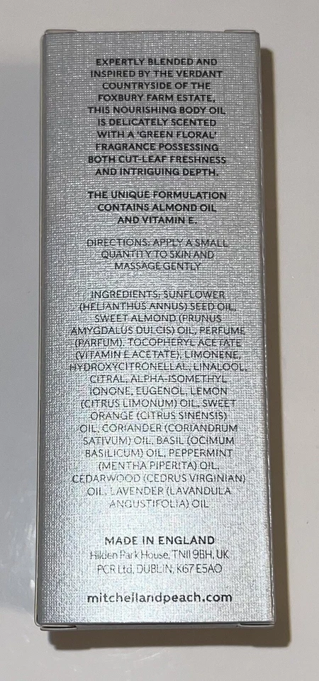 Aceite corporal Mitchell and Peach English Leaf 3,4 fl oz, NUEVO EN CAJA PRECIO DE VENTA SUGERIDO POR EL FABRICANTE 68 USD Foto 2 de 4
