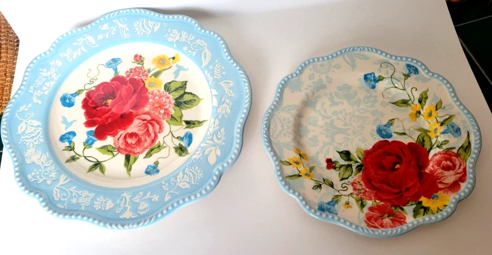 Lote de 4 platos florales PIONEER WOMAN - 3 platos de cena de 11" y 1 plato de ensalada de 9" Foto 3 de 4