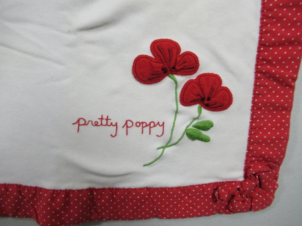Manta bebé niña vintage Gymboree bonita amapola flores rojas a lunares 2004 Foto 3 de 4