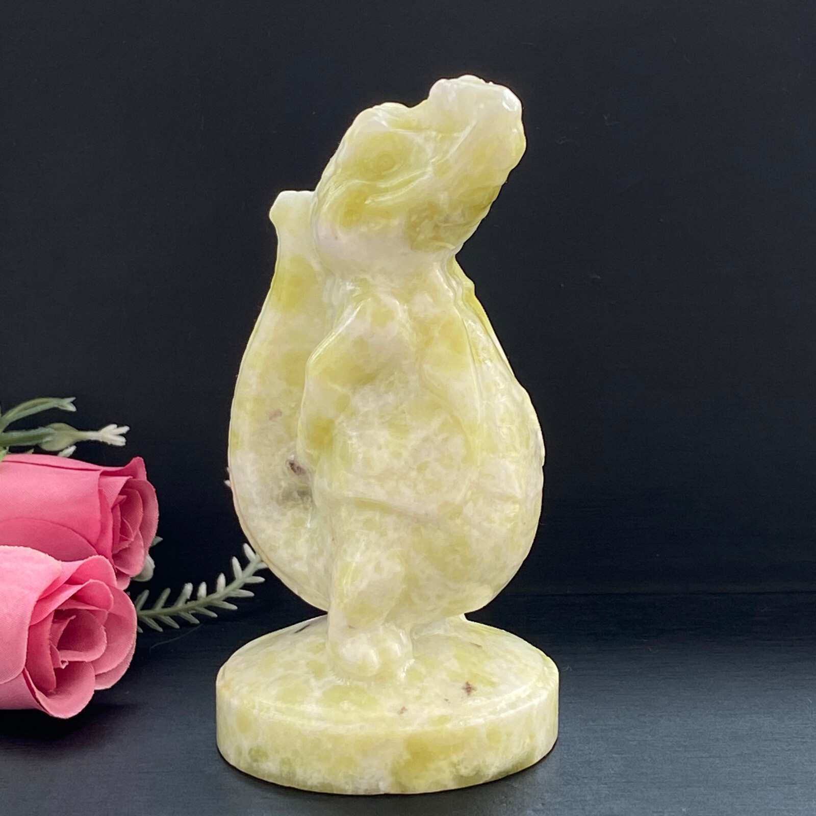 250G Nature Lemon jade Quartz Crocodile Quartz Crystal Carved Figurines Reiki