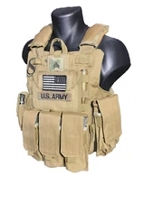 Coyote Tan FDE Tactical Vest Plate carrier w/ 2 Curved 8x10 Plates- Lvl III