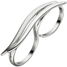 Zweifingerring Ring Damenring aus echtem 925 Sterling Silber teilmattiert