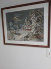 Framed Wiehler Gobelin Winter Night Needlepoint Vintage 24"x 30" — photo 3