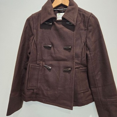 Old Navy Women's Wool Blend Brown Pea Coat Size Small NWT