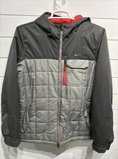 Vintage 90s NIKE Air Gray Winter Quilted Parka Coat Jacket Mens Large Swoosh