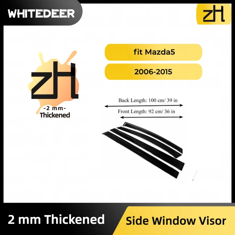Se adapta a Mazda 5 2006-2015 Acrílico Ventana Lateral Visera Sol Lluvia Deflector Protector Foto 2 de 4