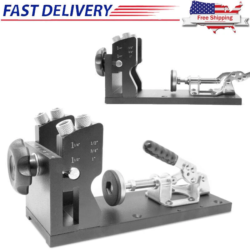 Metal Pocket Hole Jig Kit with L Base Step Drill Bit and Self