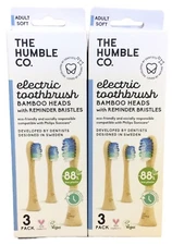 2pk The Humble Co. Electric Toothbrush Bamboo Heads W/ Reminder Bristles 3ct Ea