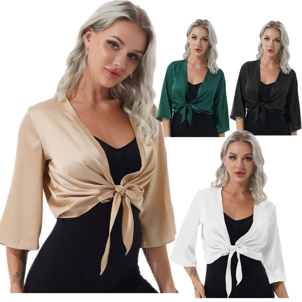 Women Stylish Cover Up Wrap Tops Half Sleeve Bolero Cardigan Shrug Casual Top