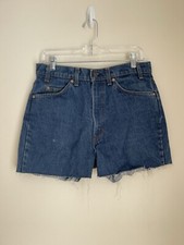 LEVIS Vintage High Rise Orange Tab Dark Wash Cutoff Shorts Size 34 16  Waist 