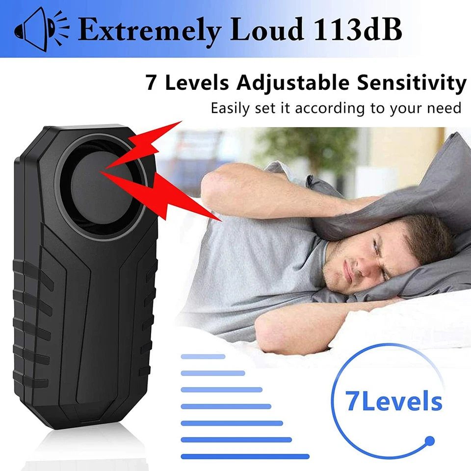 Wireless Anti-Theft Vibration Motorcycle Bike Alarm Remote Waterproof Bicycle US - Image 4 of 4