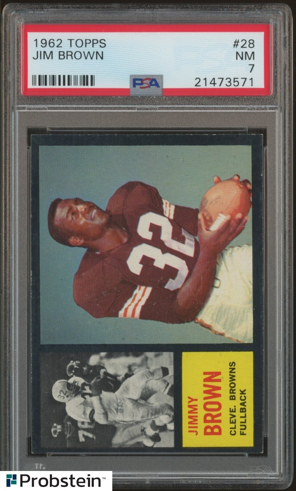 1962 Topps Football #28 Jim Jimmy Brown Cleveland Browns HOF PSA 7 NM
