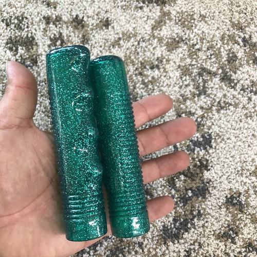 Lowrider Bike Handlebar Grips Green Sparkle Glitter Bike Classic Cruiser - Picture 3 of 7