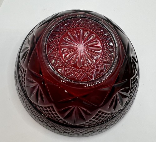Cristal D'Arques Durand Ruby Red Vintage Salad Bowl 2pc Set. MCM - Picture 4 of 9