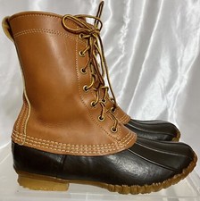 L.L.Bean MAINE HUNTING SHOE Brown Leather 7" Tall Duck Boots Made in USA Wom. 8