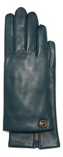 Coach Horse And Carriage Plaque Leather Tech Gloves Teal Size 6.5
