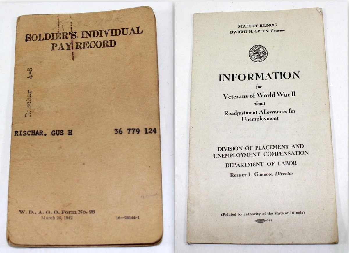 1944 WWII Soldier's Individual Pay Record Book & Veterans