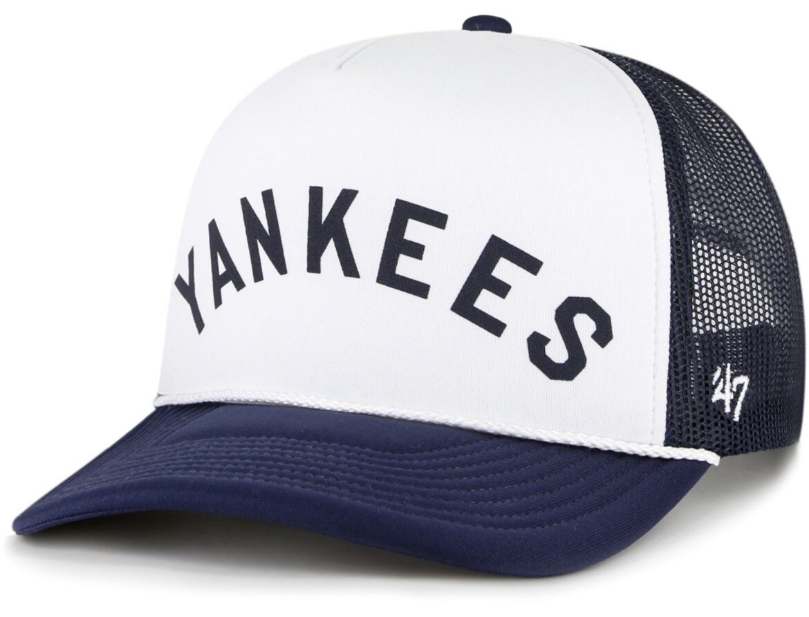 '47 New York Yankees Cooperstown Azul Marino/Blanco Malla de Espuma Camionero Snapback Sombrero NUEVO
