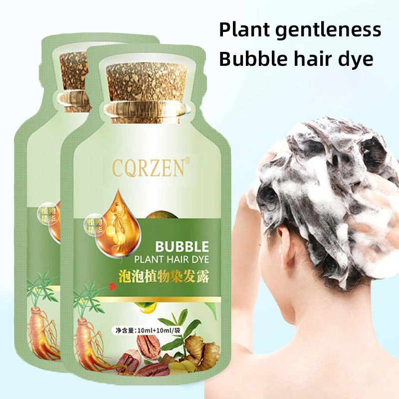 Champú tinte para cabello negro planta natural botánico burbuja tinte para cabello paquetes de 20 ml x 10 Foto 2 de 4