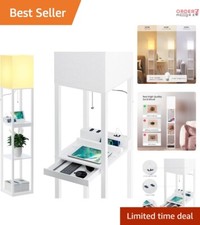 Dimmable Floor Lamp Solid Wood 63" Tall 2 USB Ports 2 Outlet For Living Room