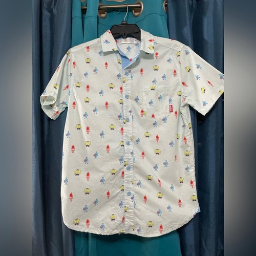 Disney Marvel Mens Action Figure Button Down Shirt Hulk Iron Man Captain America