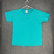 Vintage Backroad Blues Short Sleeve Henley Dark Teal Men's XL USA Made