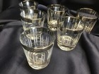 6 MID CENTURY MODERN ON THE ROCKS GLASSES 5 oz etched SILVER RIM mad men 🥃🥃🥃B — photo 2