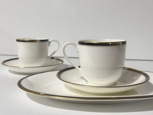 Vintage Mikasa Academy Bone China 5 Pc Set-Ivory Black Gold Dishes-Japan - Picture 4 of 19
