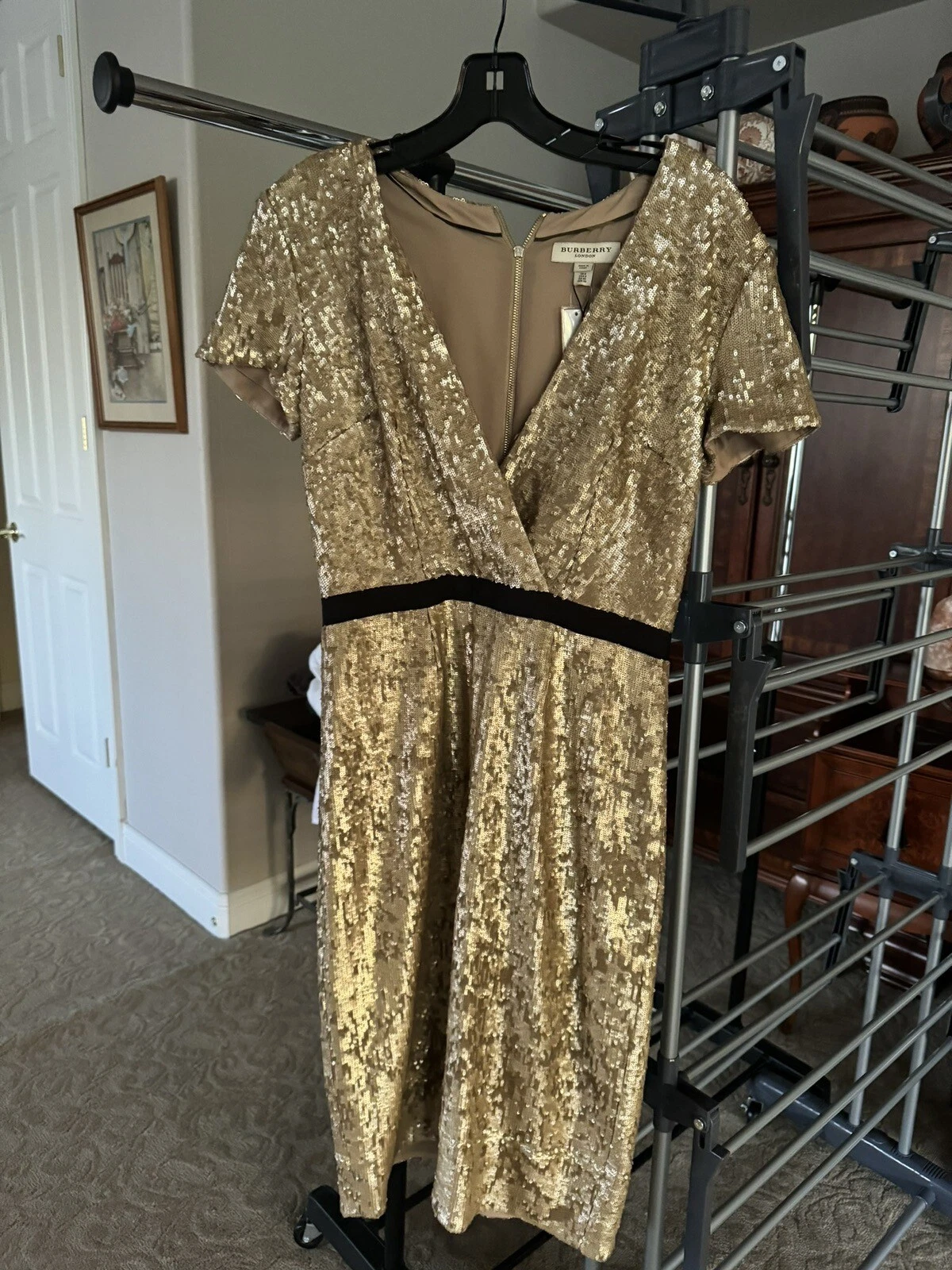 ABITO DA COLLEZIONE**BURBERRY PRORSUM IN METALLO PAILLETTES ORO TAGLIA 6