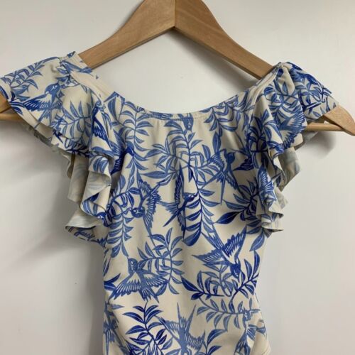 Rachel Zoe + Janie and Jack Girls Palm Flutter Sleeve Tropical Swimsuit Size S - Picture 4 of 14
